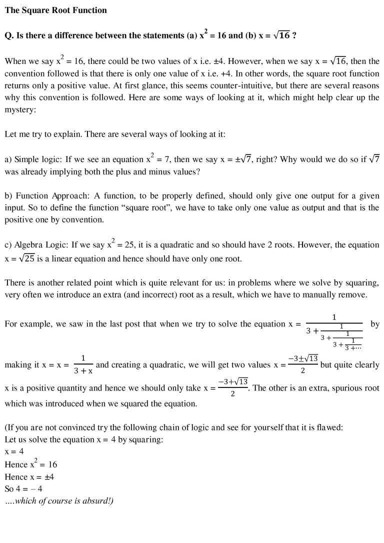 Square Rtoot Function The Square Root Function – CAT-holics