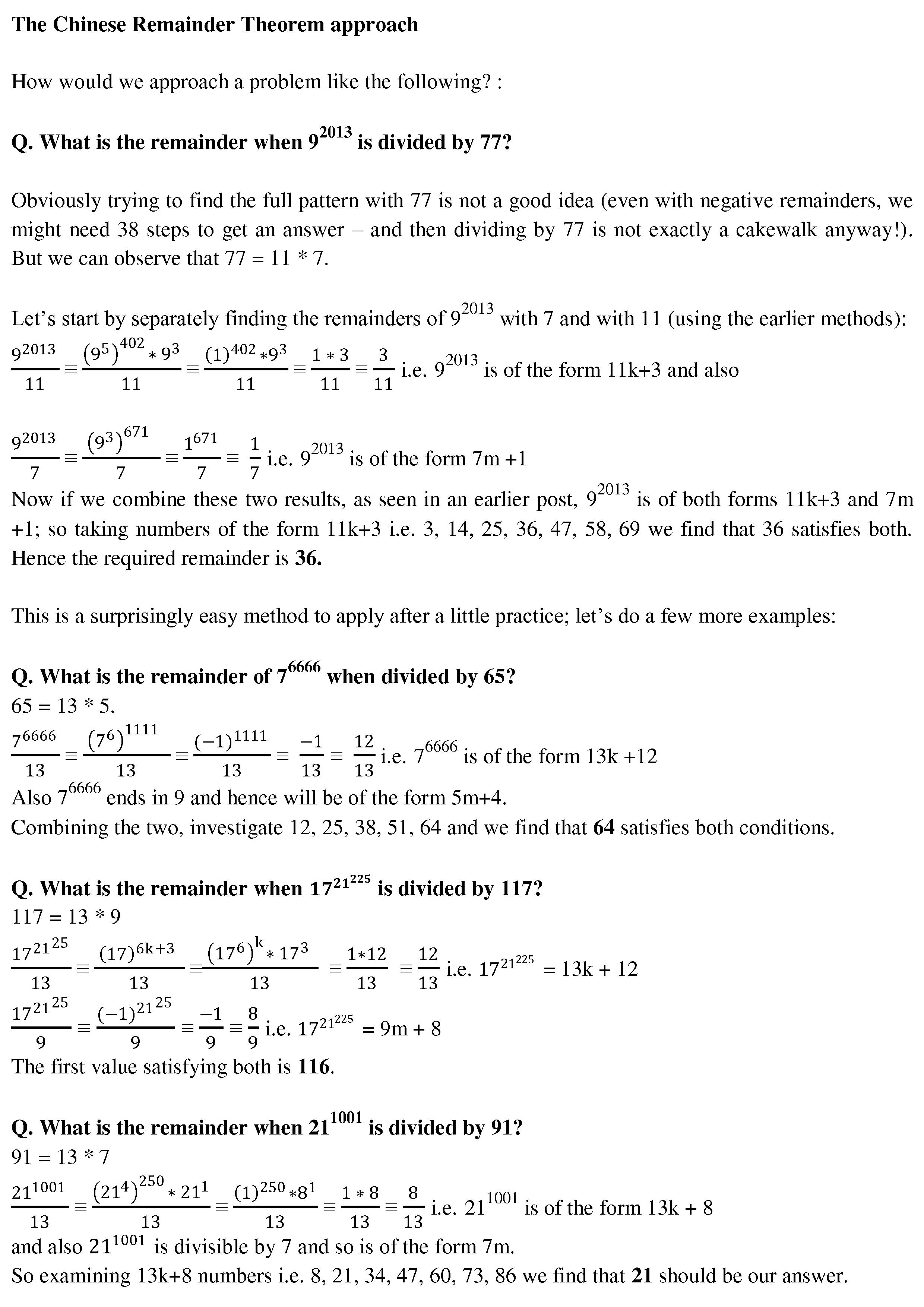 The Chinese Remainder Theorem – CAT-holics