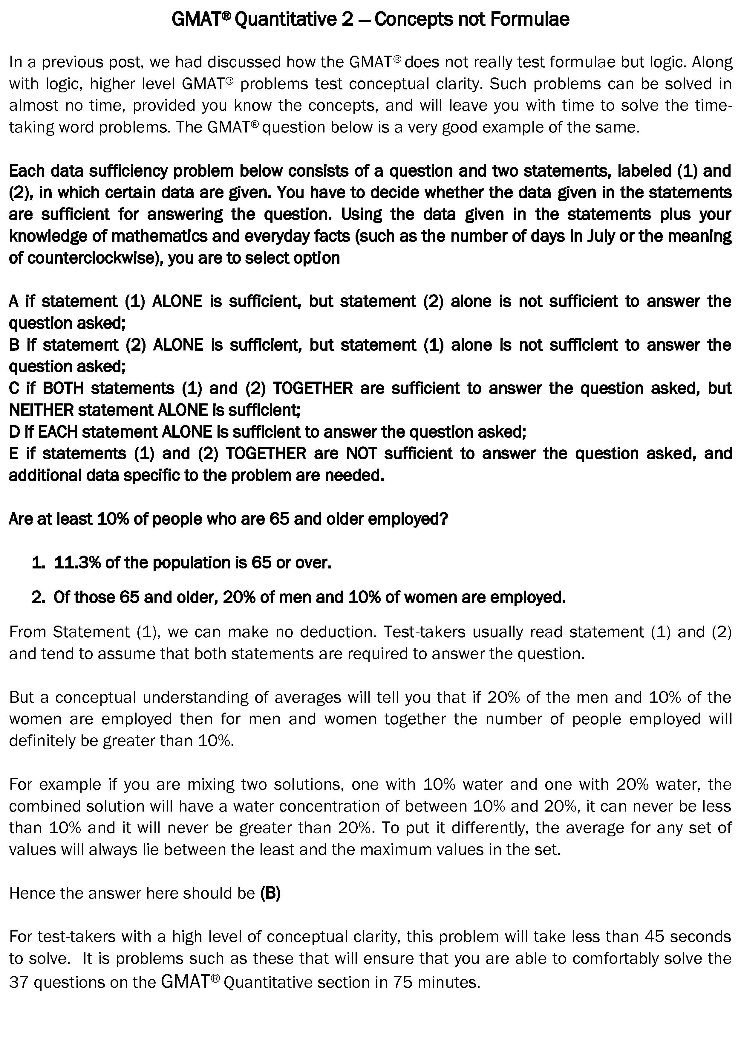 Quantitative 2 – Concepts, not Formulae – CAT-holics
