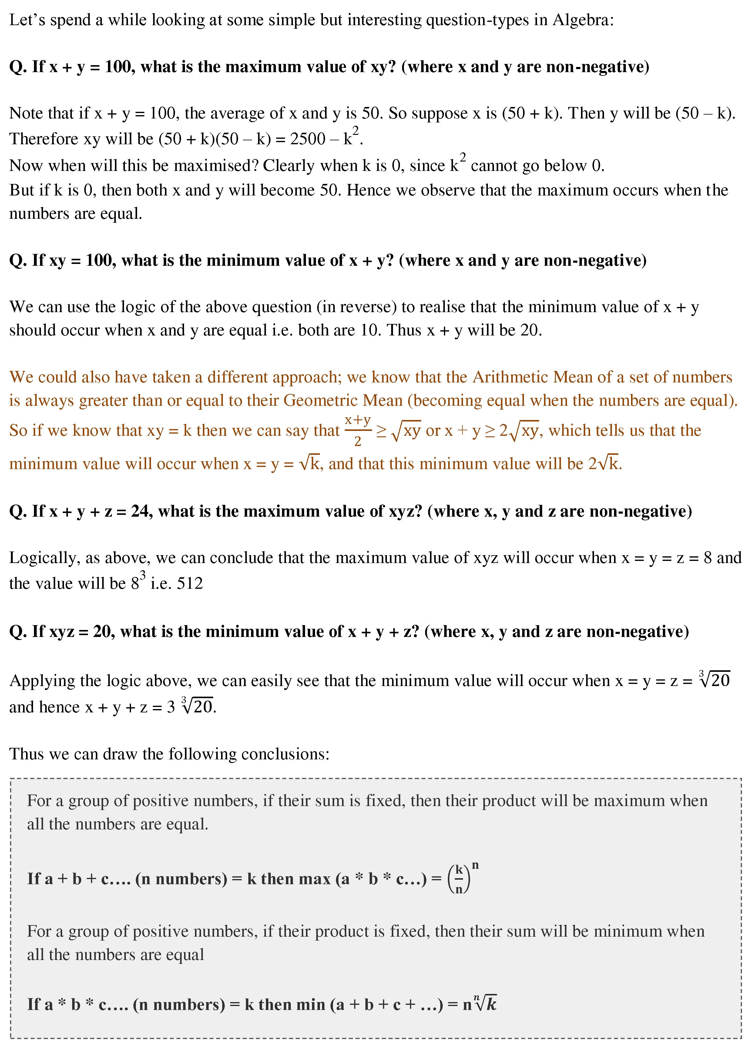 Algebra – 1 – CAT-holics